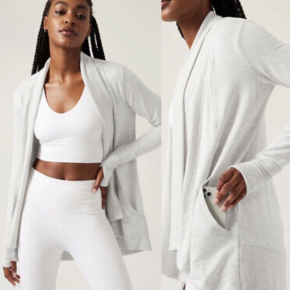 Athleta Sweaters - Athleta Pranayama Wrap Gray Sz Small